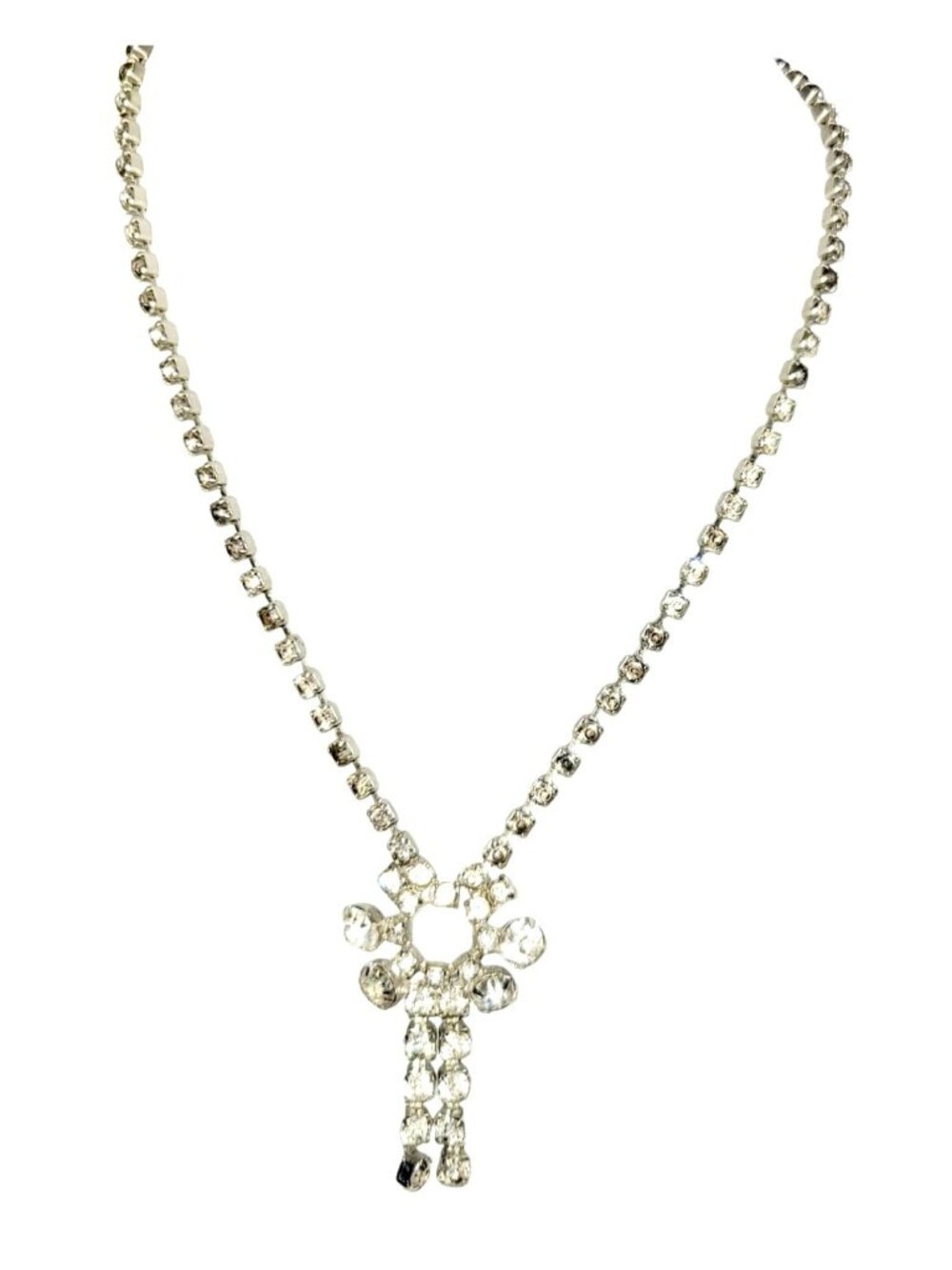 Vintage Classic Starburst Rhinestone Dangles Necklace Adjustable Lengths 1940s